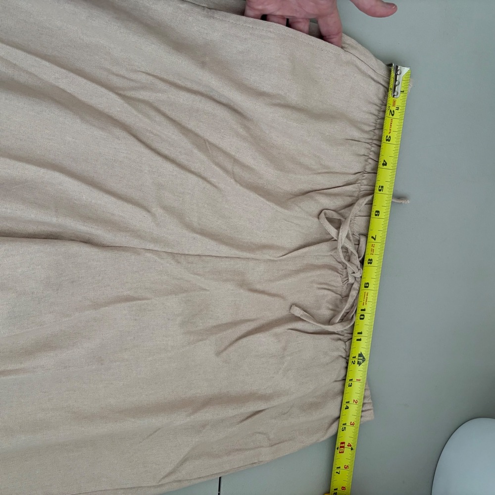 Hippie Rose Womens Tan Wide Leg Linen Blend Drawstring Pants Office  Size L Boho - Picture 5 of 11